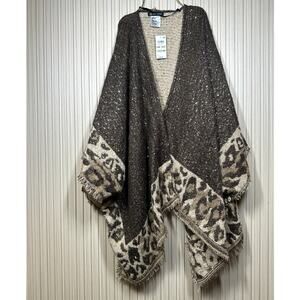 INC Women's Top Wrap with Sequined Animal-Print Border One Size